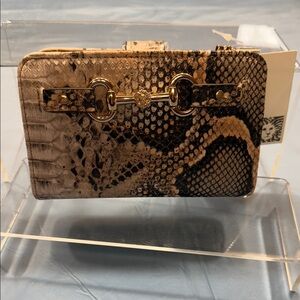 Anne Klein Beige and Black Snake Print Wallet